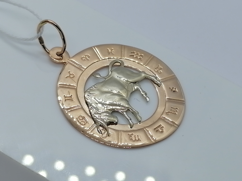 ПОДЗЗТ585 ПОДВЕСКА ЗНАК ЗОДИАКА ТЕЛЕЦ (Au 585)