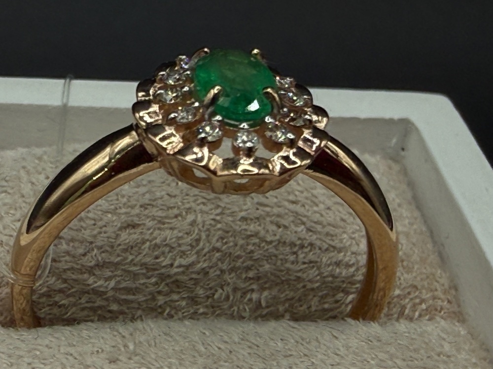 КОЛЬЦО Бриллиант, изумруд (Au 585)