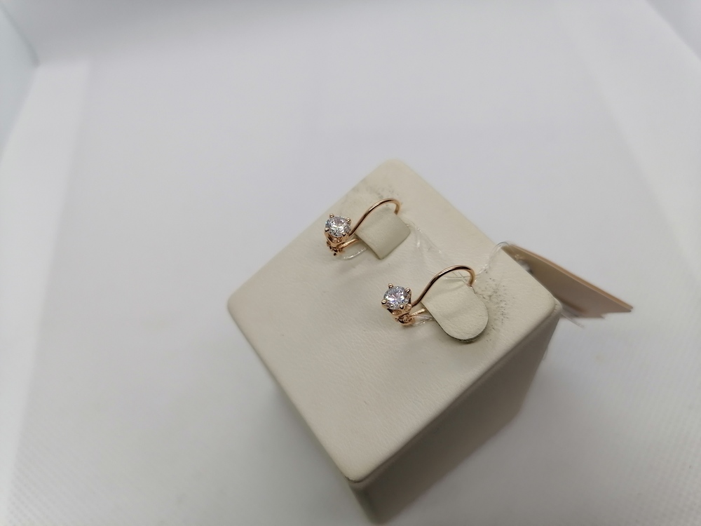 002295-1100 СЕРЬГИ ПЕТЕЛЬКА с камнем (Au 585)