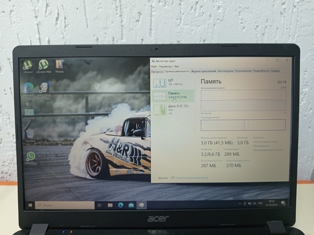 Ноутбук Acer a315-42g-r3gm; Ryzen 5 3500U, Radeon 540X Mobile, 8 Гб, 256 Гб, Нет