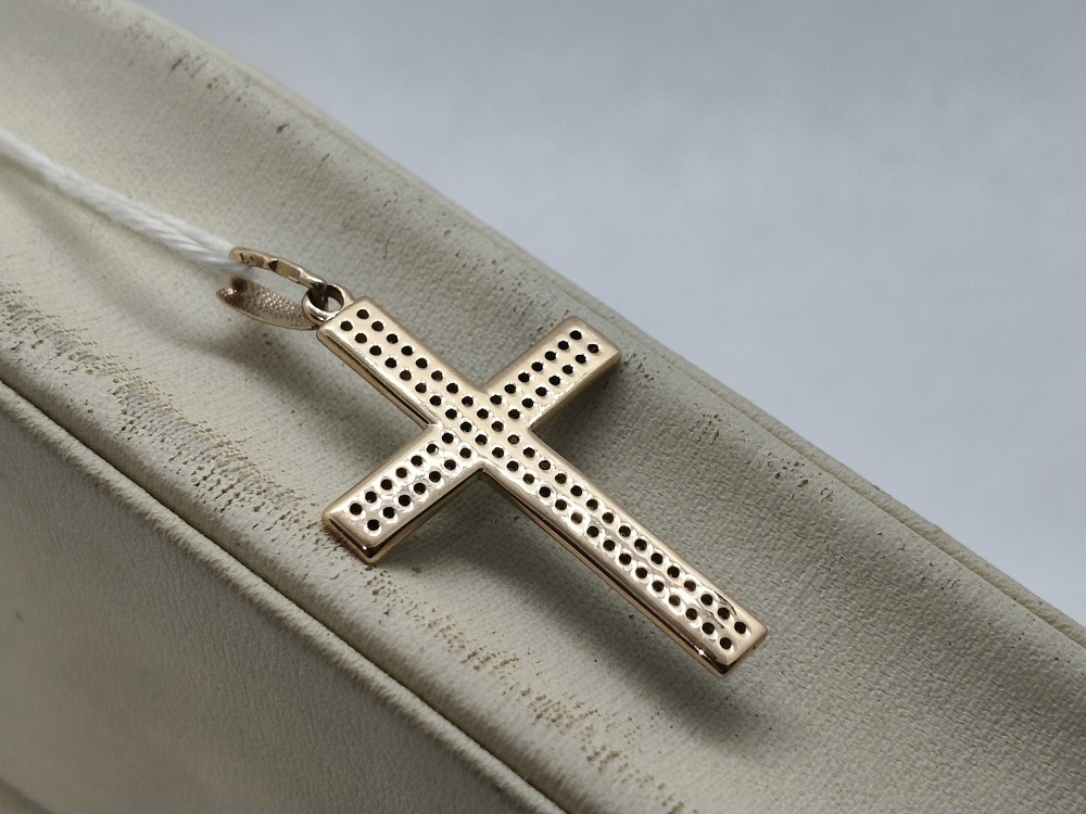 ПОДККИ585 ПОДВЕСКА КРЕСТ С КАМНЯМИ (Au 585)