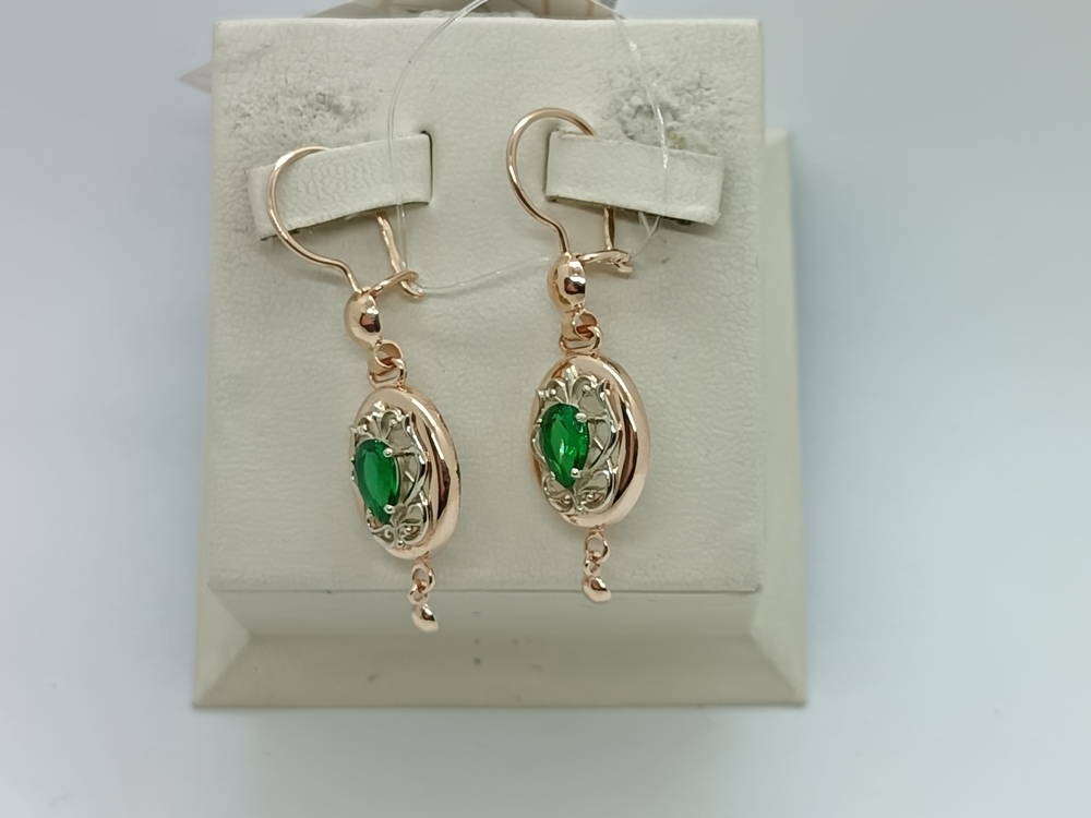 СЕРЬГИ ПЕТЕЛЬКА с камнем (Au 585)