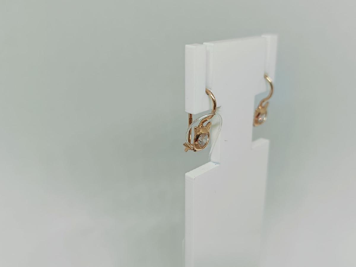 СЕРЬГИ ПЕТЕЛЬКА с камнем (Au 585)