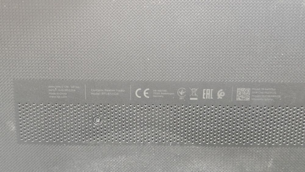 Ноутбук HP 15-bs0xx; Core i3-6006U, Intel HD Graphics 520, 8 Гб, 128 Гб, Нет