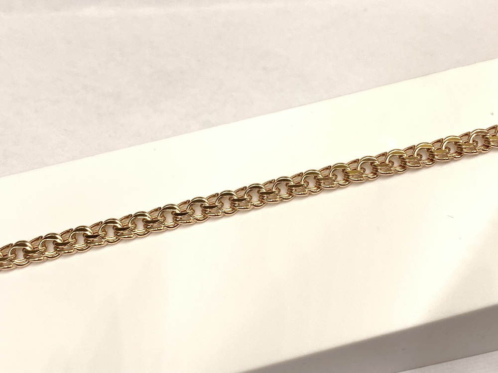 7080200П-19 БРАСЛЕТ ПУСТОТЕЛЫЙ Бисмарк (Au 585)