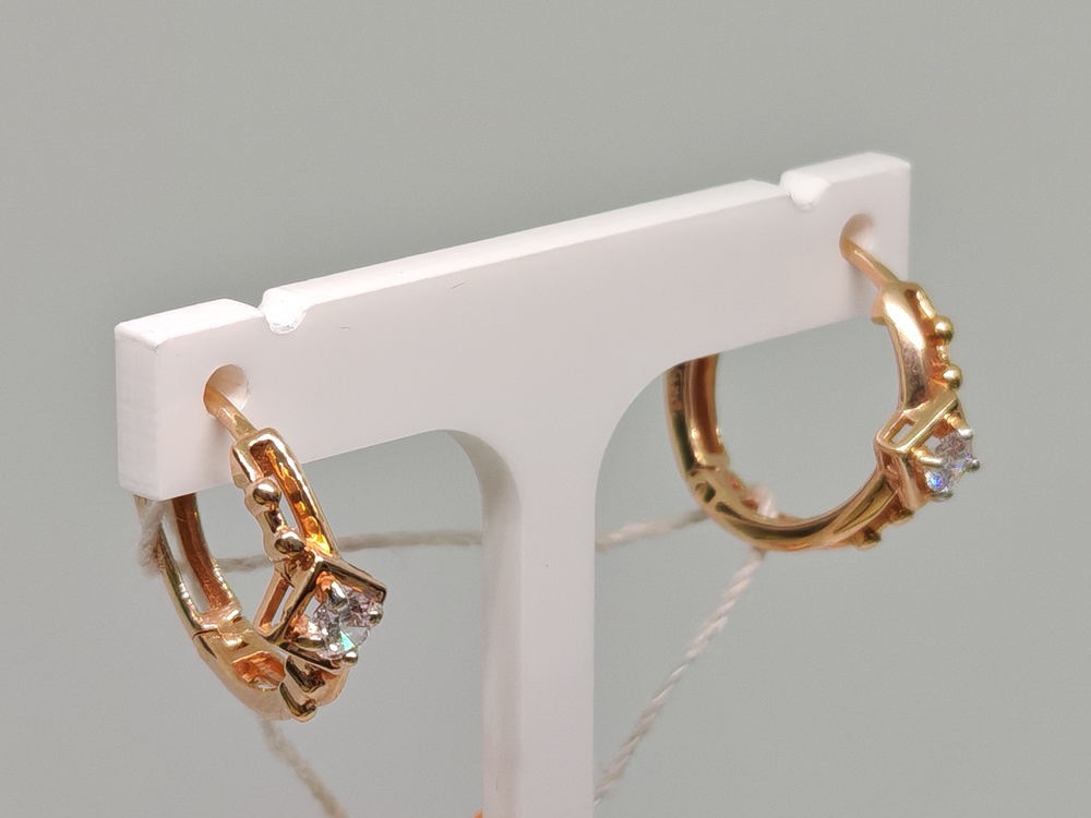 СКМ585 СЕРЬГИ С КАМНЕМ (Au 585)