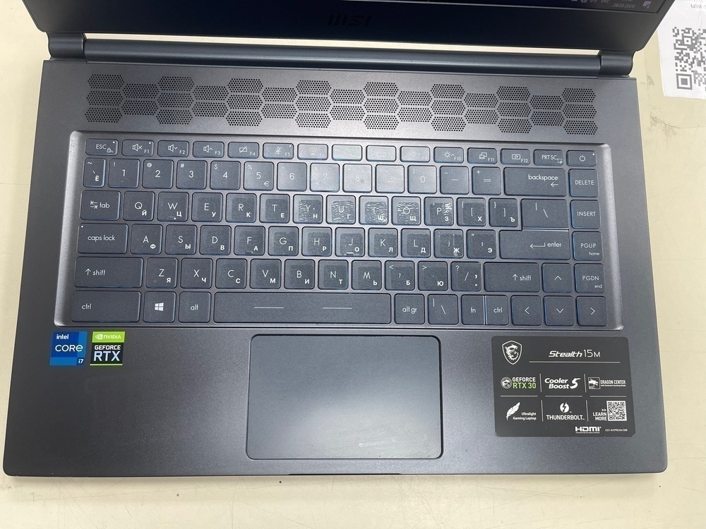 Ноутбук MSI Stealth 15M; Intel Core I7-11375H, GeForce RTX 3060, 16 Гб, 250 Гб, Нет