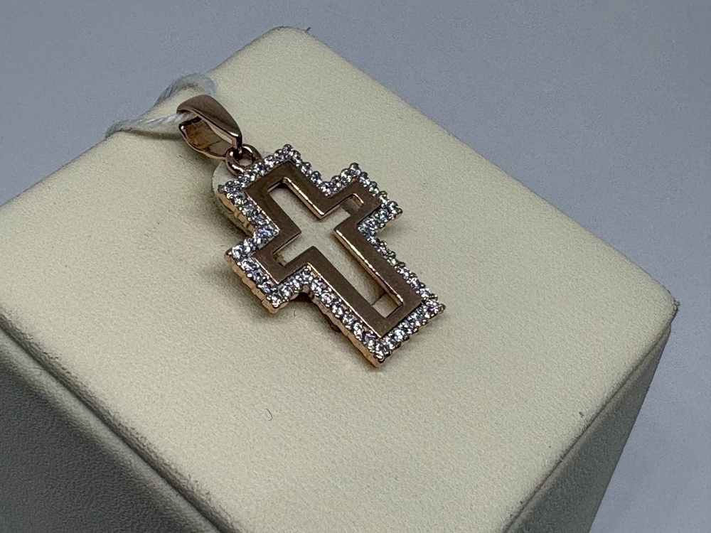 ПОДККИ585 ПОДВЕСКА КРЕСТ С КАМНЯМИ (Au 585)