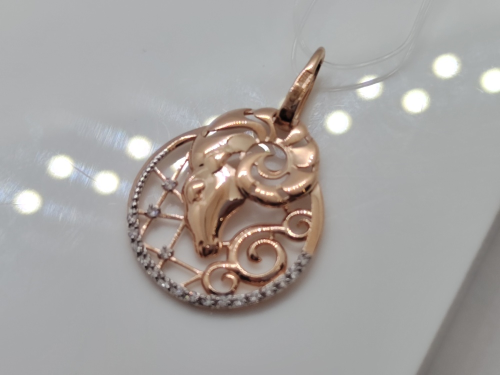 101098-1102 ПОДВЕСКА ЗНАК ЗОДИАКА ОВЕН (Au 585)