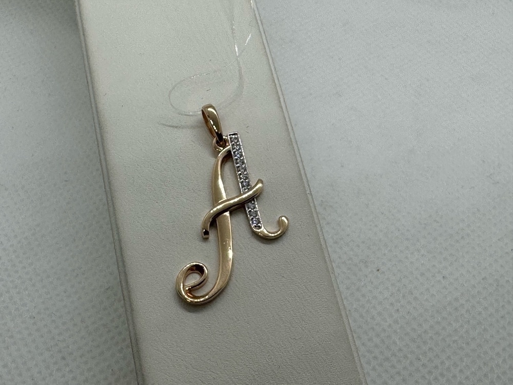 ПОДВЕСКА БУКВА А с камнями (Au 585)