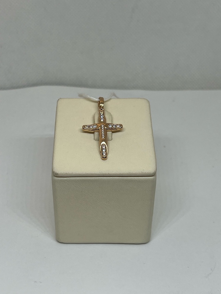 ПОДККИ585 ПОДВЕСКА КРЕСТ С КАМНЯМИ (Au 585)