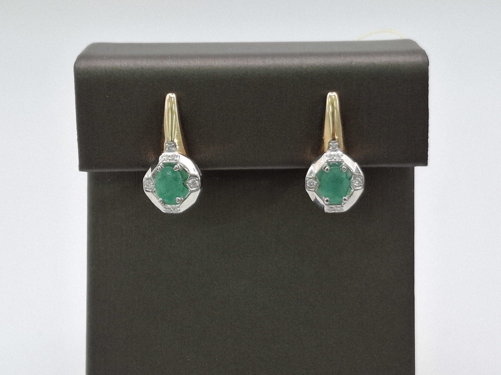 СЕРЬГИ Бриллиант, изумруд (Au 585)