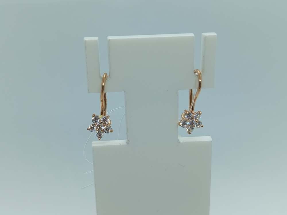 СЕРЬГИ ПЕТЕЛЬКА с камнями (Au 585)