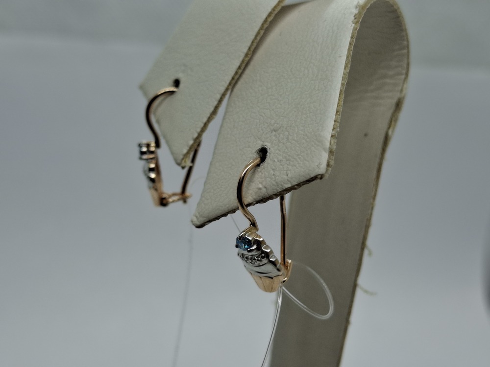 СЕРЬГИ ПЕТЕЛЬКА с камнями (Au 585)