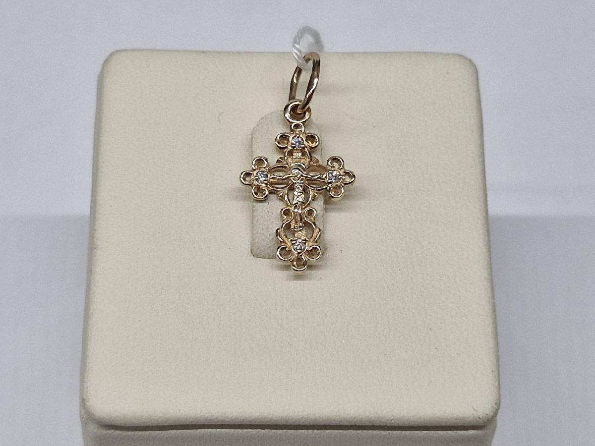 ПОДККИ585 ПОДВЕСКА КРЕСТ С КАМНЯМИ (Au 585)