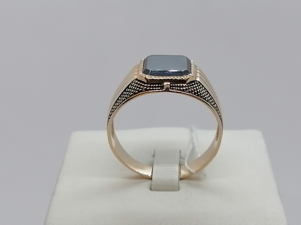 КМ-359_з КОЛЬЦО ПЕЧАТКА Эмаль с камнями (Au 585)