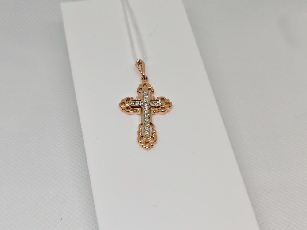 ПОДВЕСКА КРЕСТ С КАМНЯМИ (Au 585)