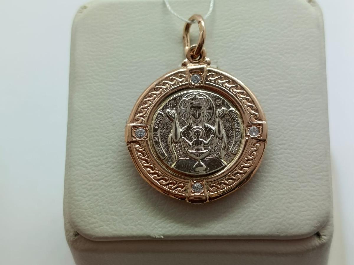 ПОДИКИ585 ПОДВЕСКА ИКОНА С КАМНЯМИ (Au 585)