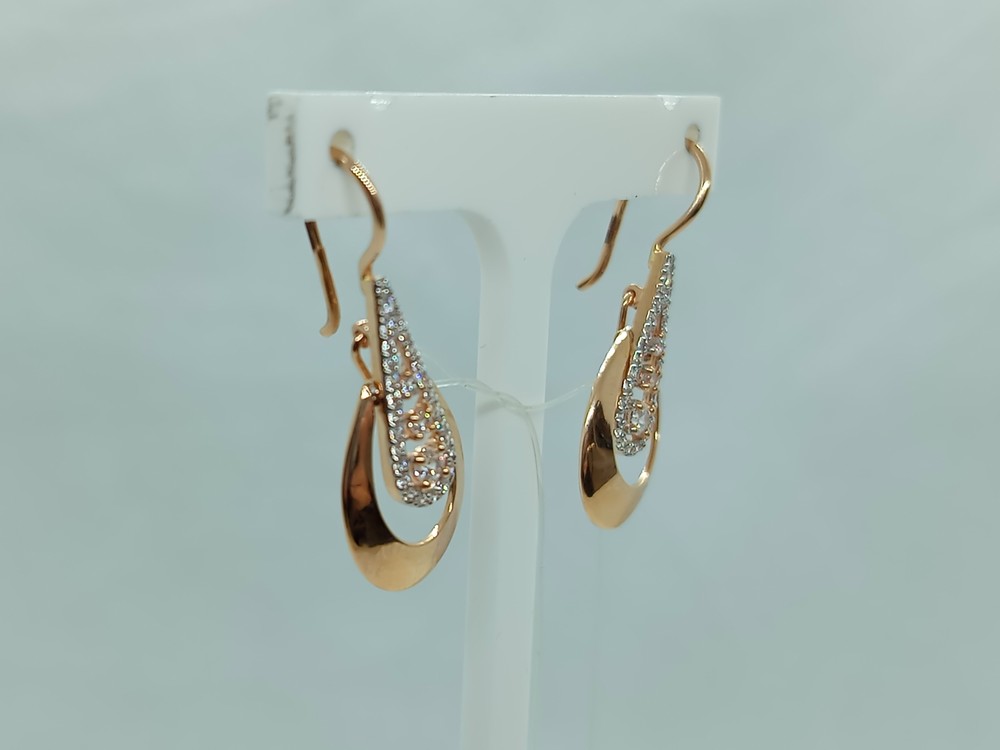 СЕРЬГИ ПЕТЕЛЬКА с камнями (Au 585)