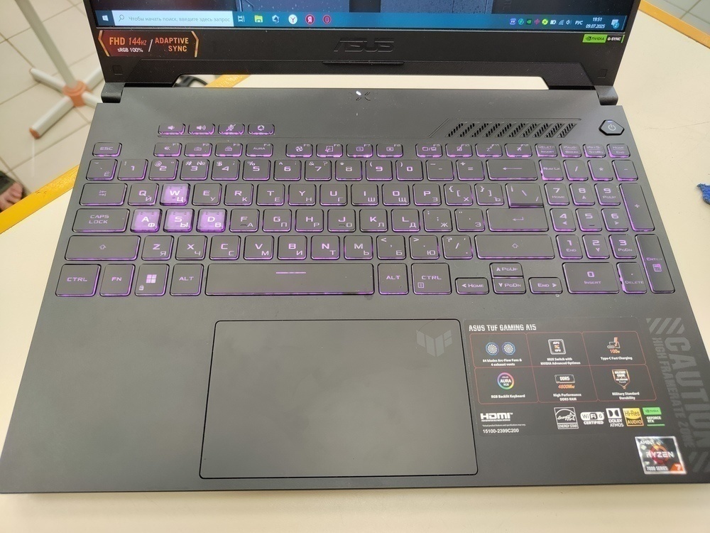 Ноутбук ASUS TUF GAMING A15; Ryzen 7 7735HS, Geforce RTX 4060, 16 Гб, 500 Гб, Нет