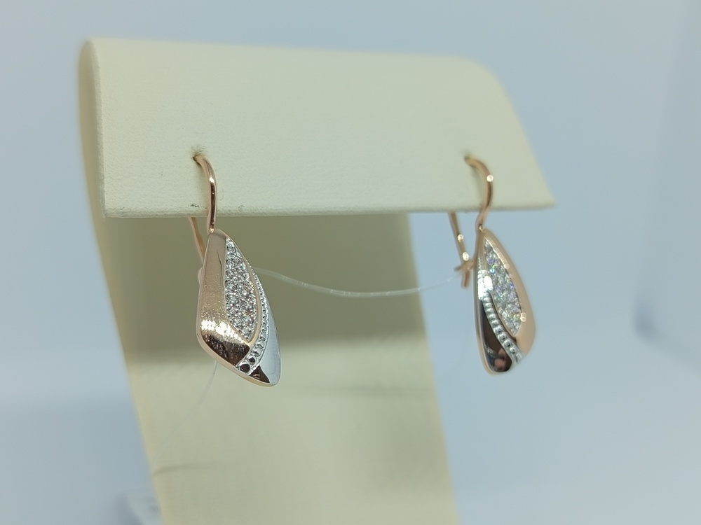 СЕРЬГИ ПЕТЕЛЬКА с камнями (Au 585)