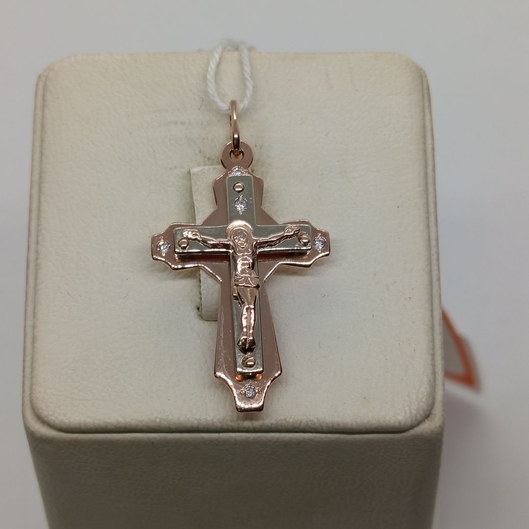 ПОДККИ585 ПОДВЕСКА КРЕСТ С КАМНЯМИ (Au 585)