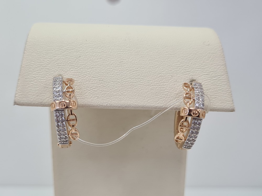 СЕРЬГИ КОЛЬЦА с камнями (Au 585)