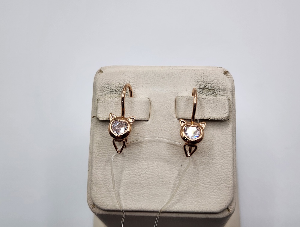 СЕРЬГИ ПЕТЕЛЬКА с камнем (Au 585)