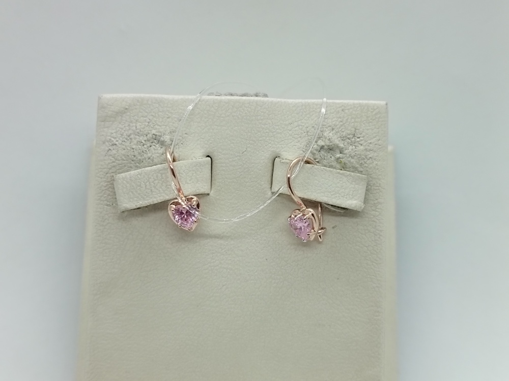 СЕРЬГИ ПЕТЕЛЬКА с камнем (Au 585)