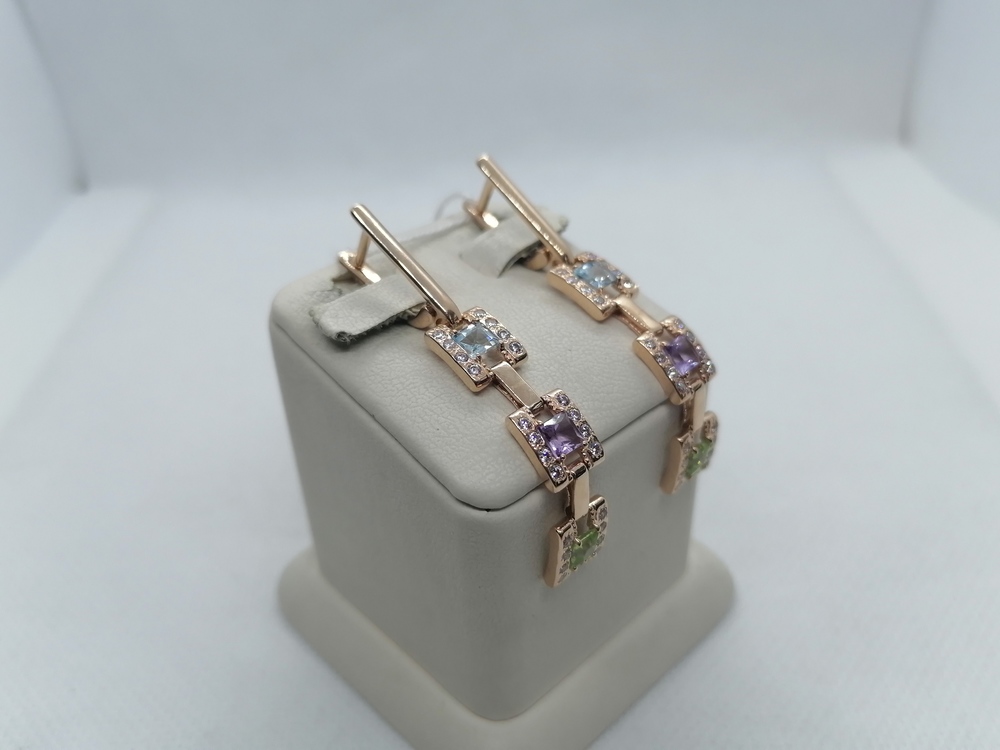 СКМИ585 СЕРЬГИ С КАМНЯМИ (Au 585)