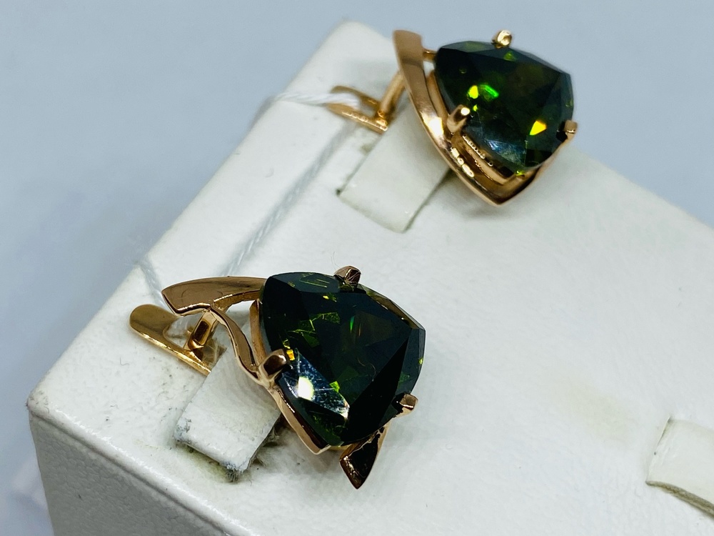 СКМ585 СЕРЬГИ С КАМНЕМ (Au 585)