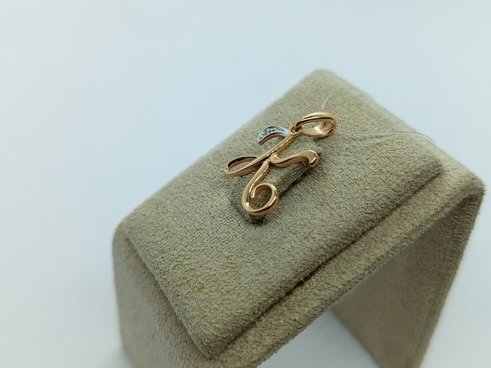 ПОДВЕСКА БУКВА К с камнем (Au 585)