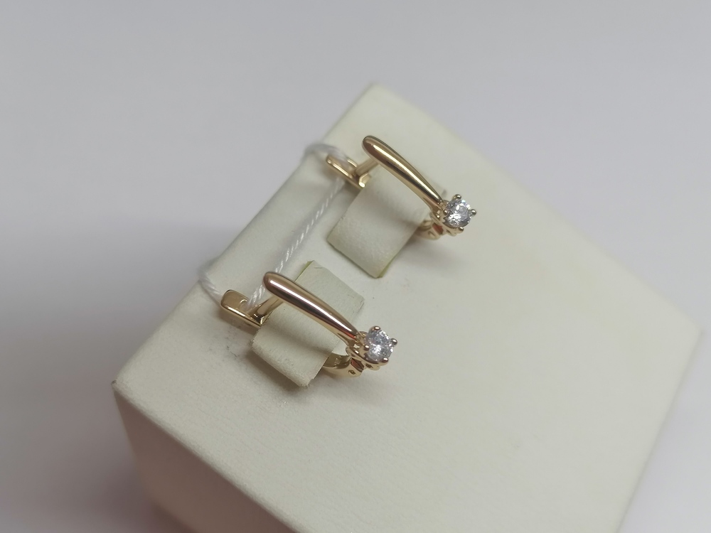 СКМ585 СЕРЬГИ С КАМНЕМ (Au 585)