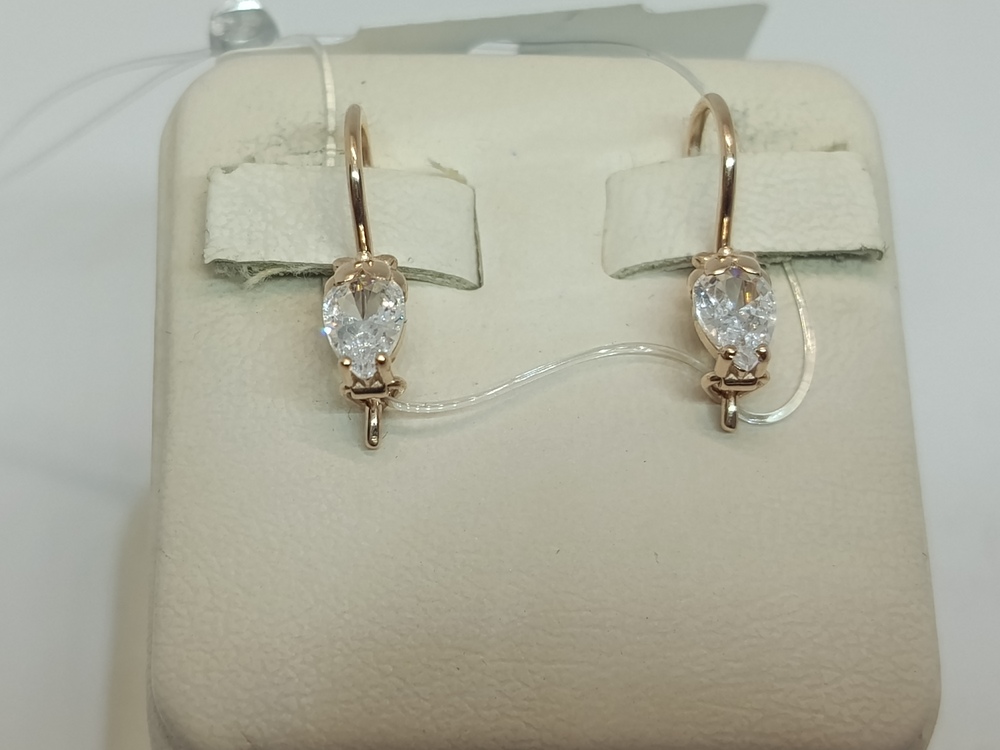 СЕРЬГИ ПЕТЕЛЬКА с камнем (Au 585)