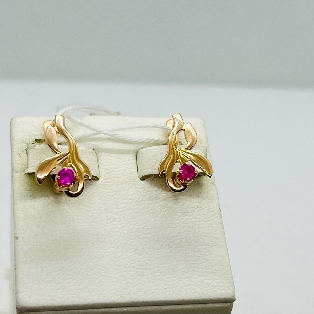 СКМ583 СЕРЬГИ С КАМНЕМ (Au 583)