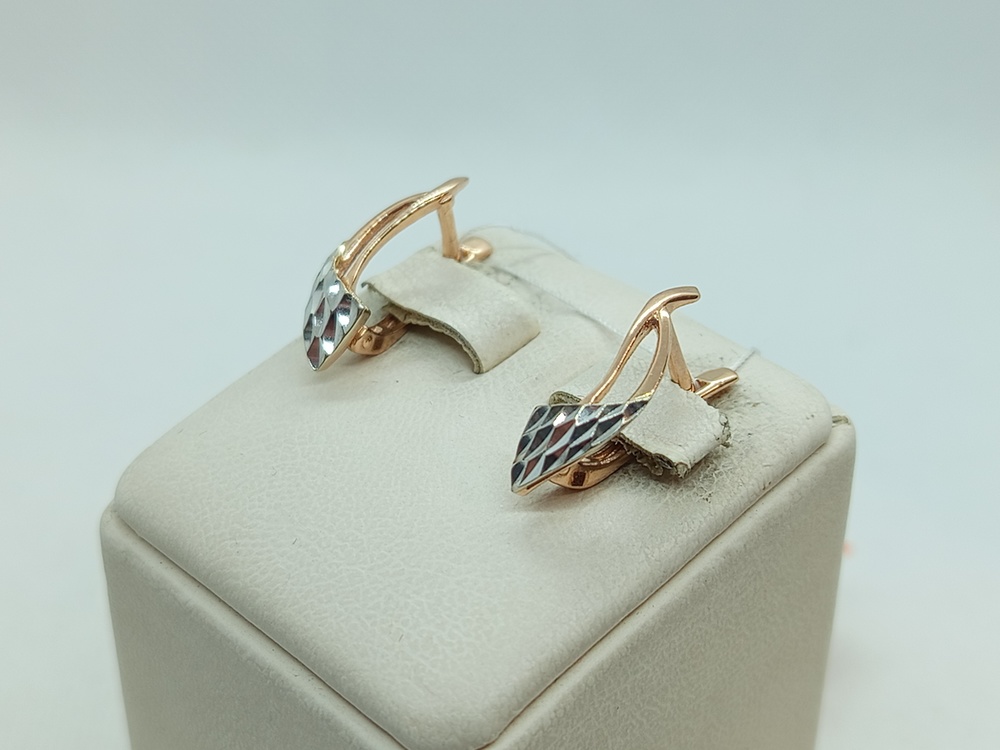 САЛМ585 СЕРЬГИ С АЛМАЗНОЙ ГРАНЬЮ (Au 585)