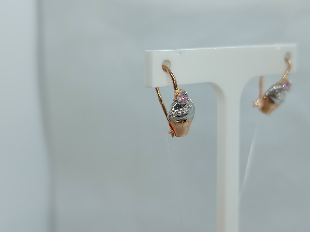 СЕРЬГИ ПЕТЕЛЬКА с камнями (Au 585)