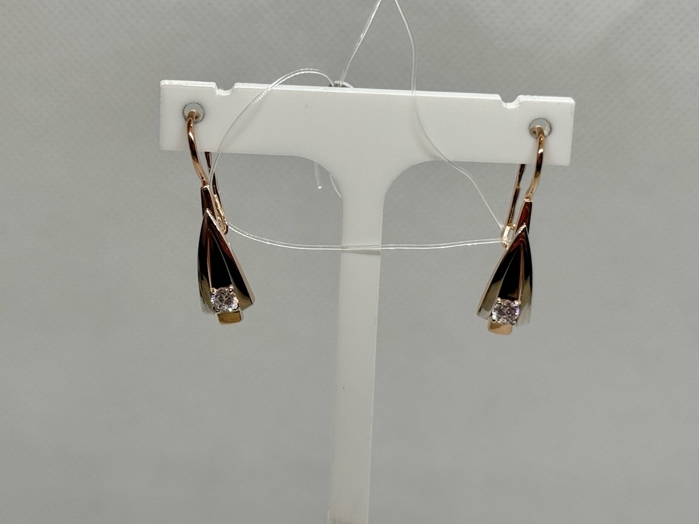 СЕРЬГИ ПЕТЕЛЬКА с камнями (Au 585)