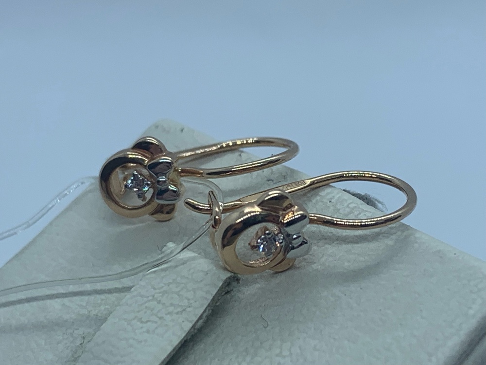 СЕРЬГИ ПЕТЕЛЬКА с камнем (Au 585)