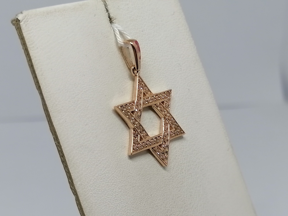 ПОДВЕСКА ЗВЕЗДА ДАВИДА С КАМНЯМИ Au 585