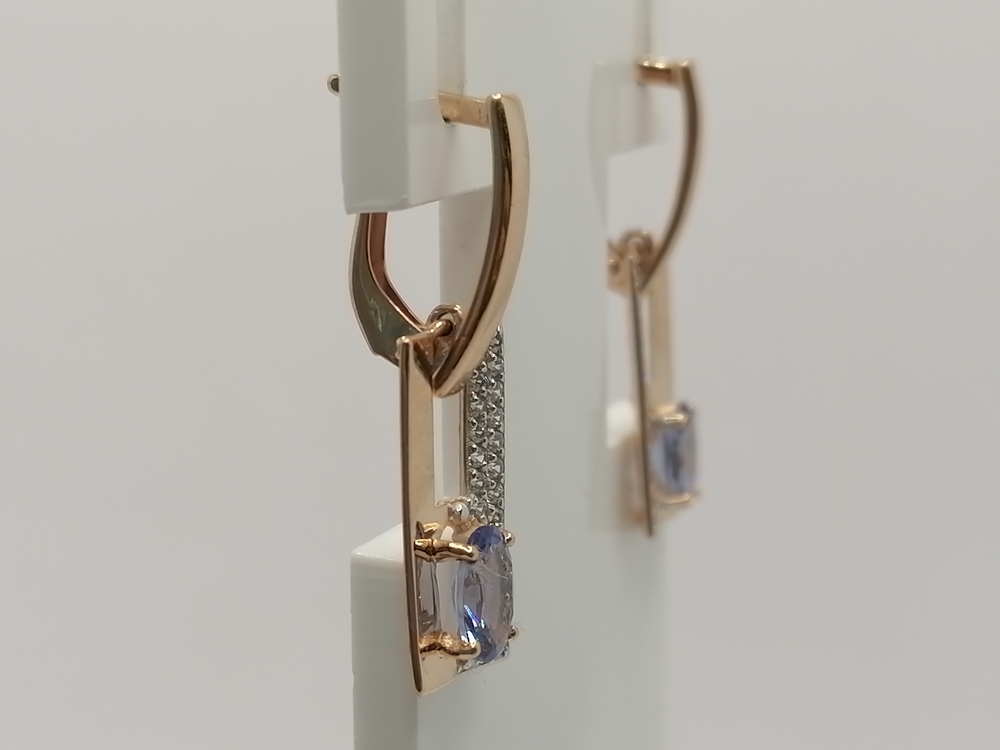 СЕРЬГИ ТАНЗАНИТ с камнями (Au 585)