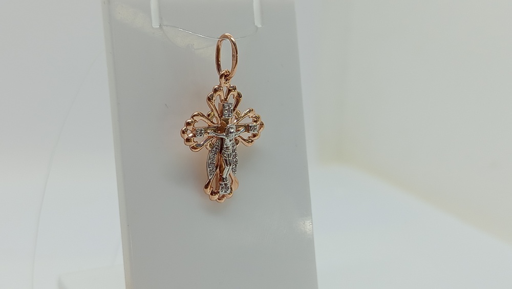 ПОДВЕСКА КРЕСТ с камнями (Au 585)