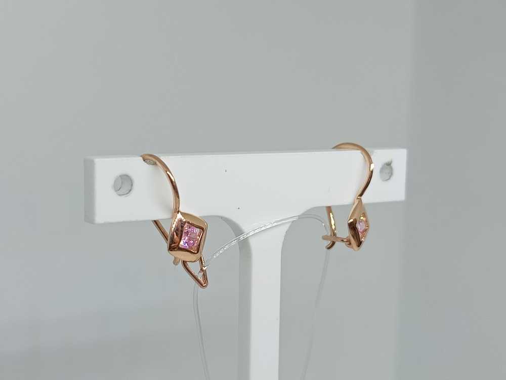 СЕРЬГИ ПЕТЕЛЬКА с камнем (Au 585)