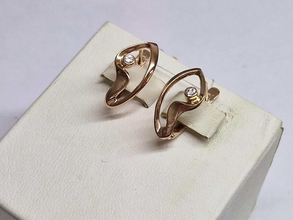 СКМ585 СЕРЬГИ С КАМНЕМ (Au 585)