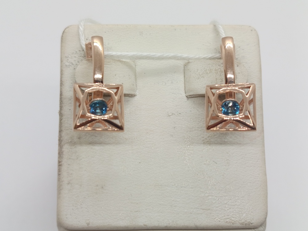 СКМ585 СЕРЬГИ С КАМНЕМ (Au 585)