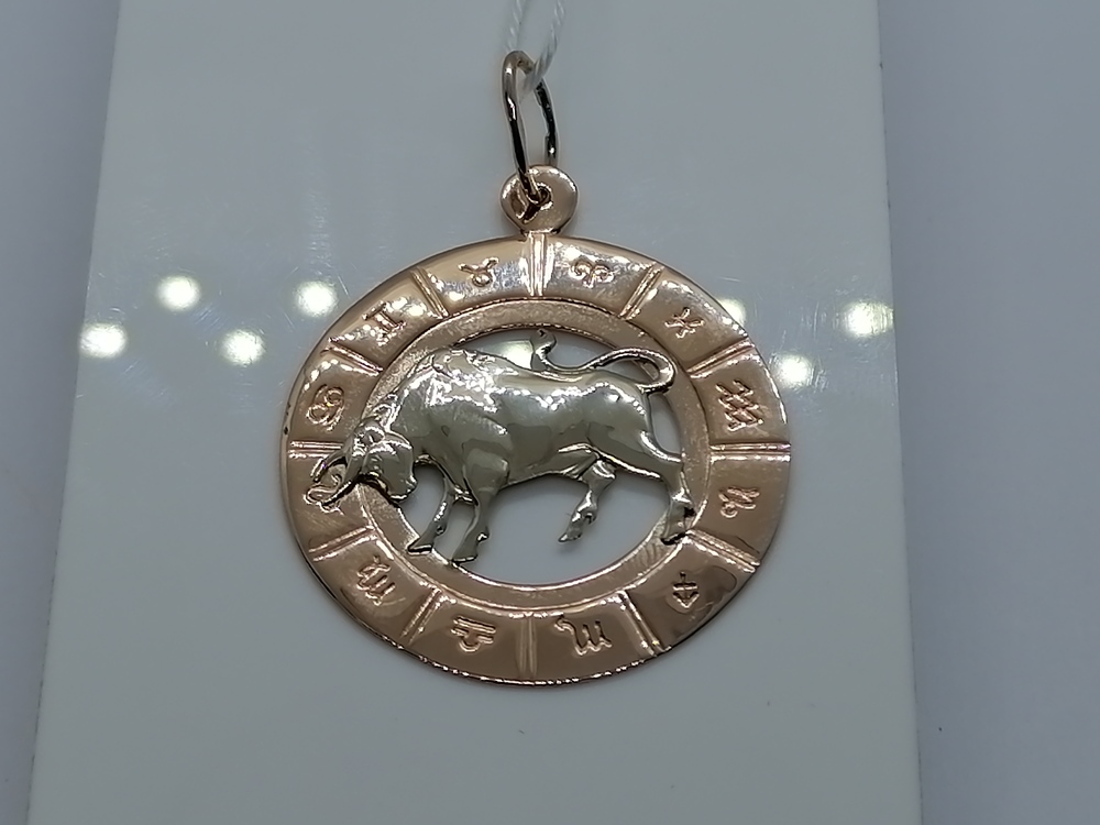 ПОДЗЗТ585 ПОДВЕСКА ЗНАК ЗОДИАКА ТЕЛЕЦ (Au 585)