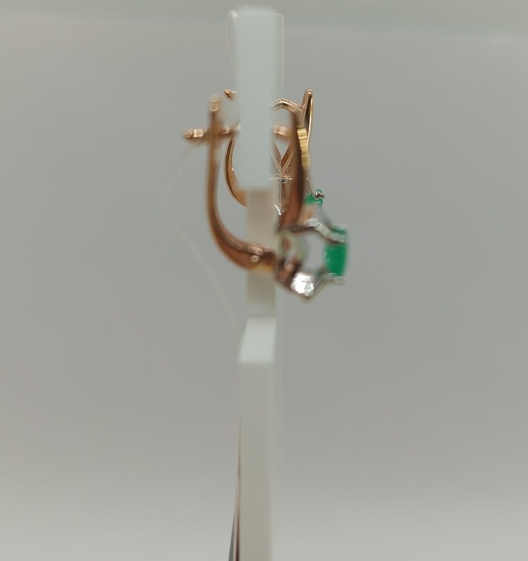 СЕРЬГИ Бриллиант, изумруд (Au 585)