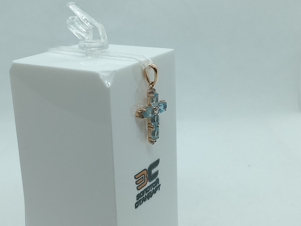 ПОДВЕСКА КРЕСТ С КАМНЯМИ (Au 585)