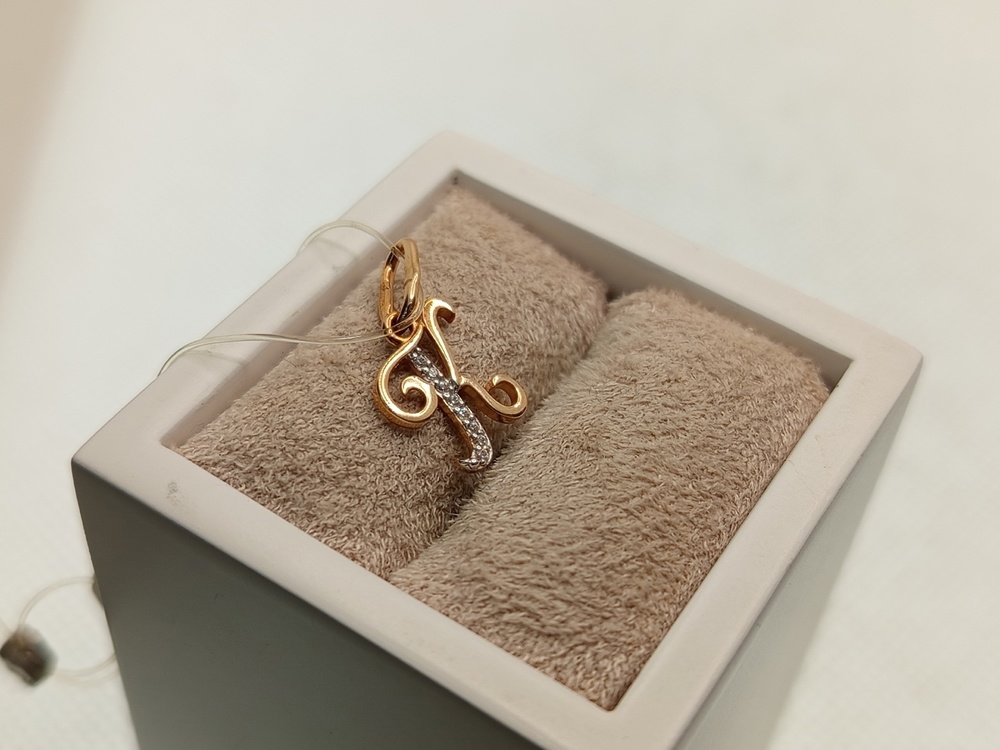 ПОДВЕСКА БУКВА К с камнями (Au 585)