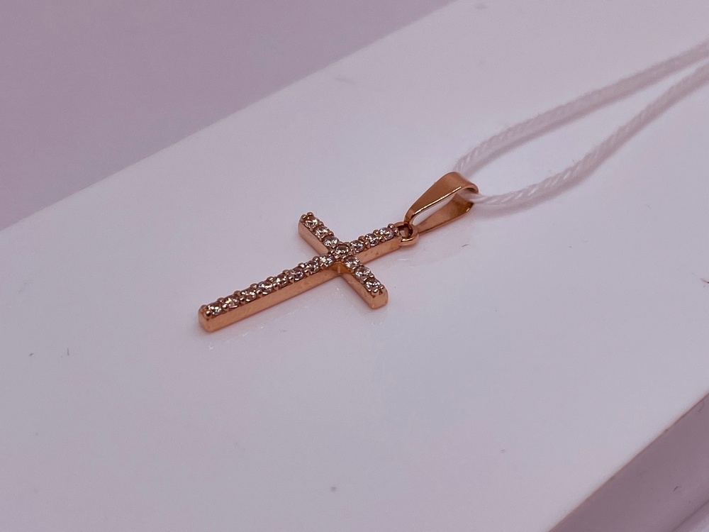 ПОДВЕСКА КРЕСТ С КАМНЯМИ (Au 585)